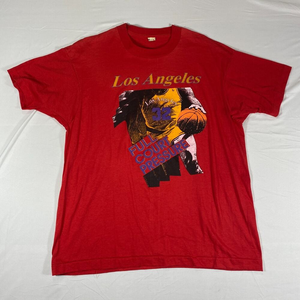 Vintage LA Lakers Tee Shirt Single Stitch Size XL Magic Johnson